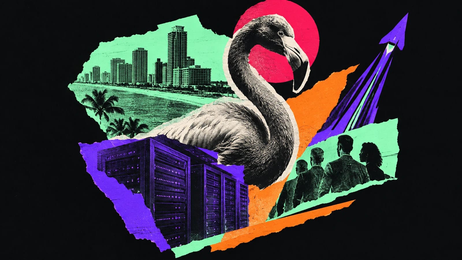 Ilustración editorial para Flamingo Launches With